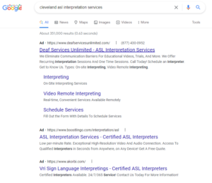 Marketing for language service providers example google search