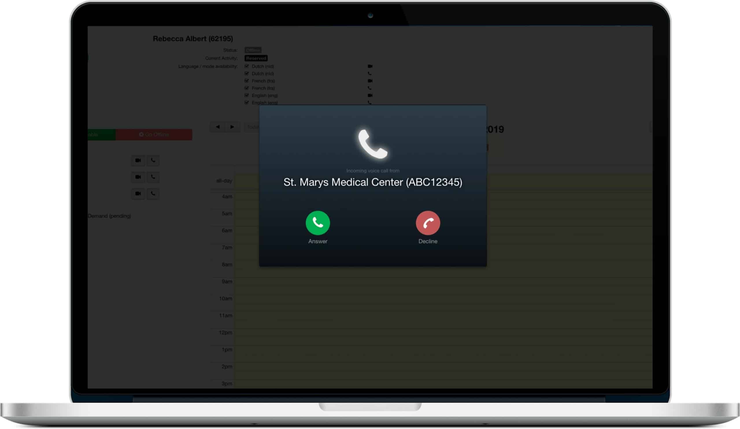 screenshot of an example of what over the phone interpreting looks like when using Boostlingo