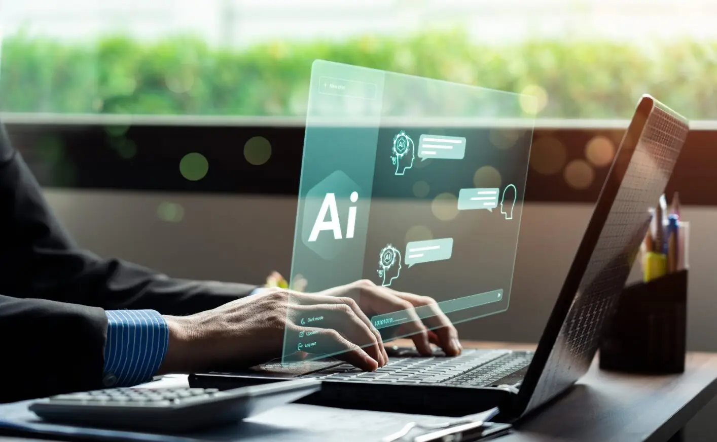 man on laptop ai interpreter