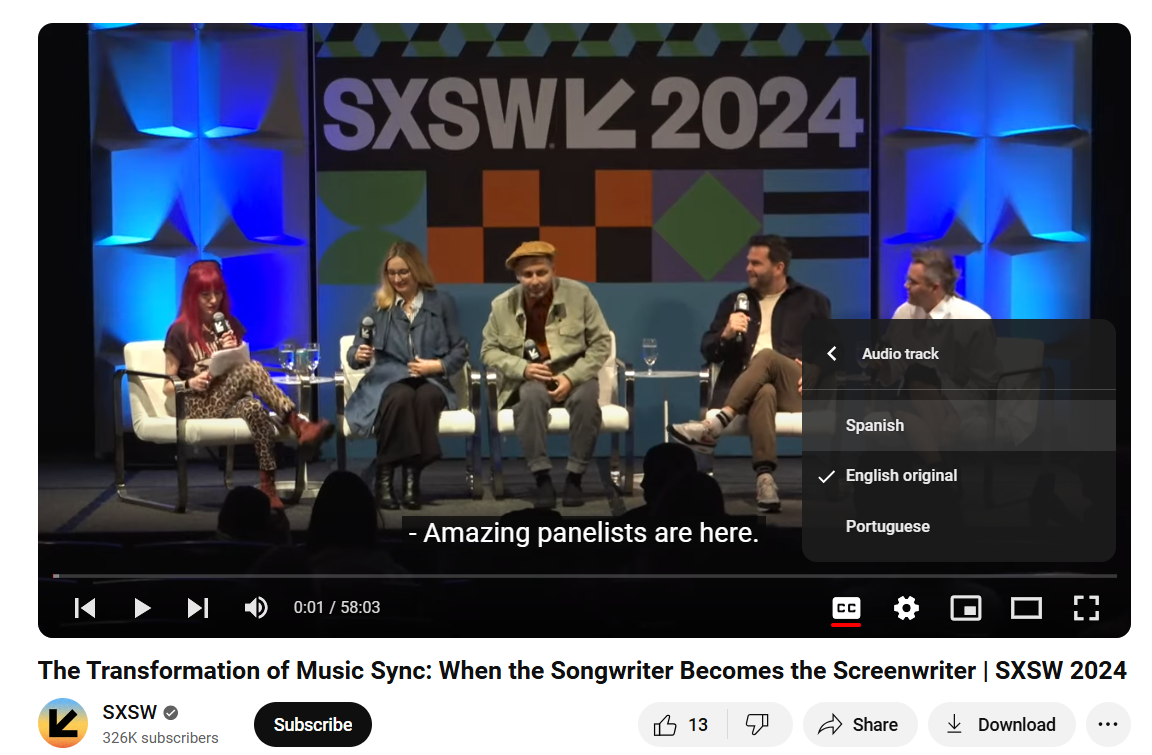 Conference interpretation at SXSW 2024 available on YouTube