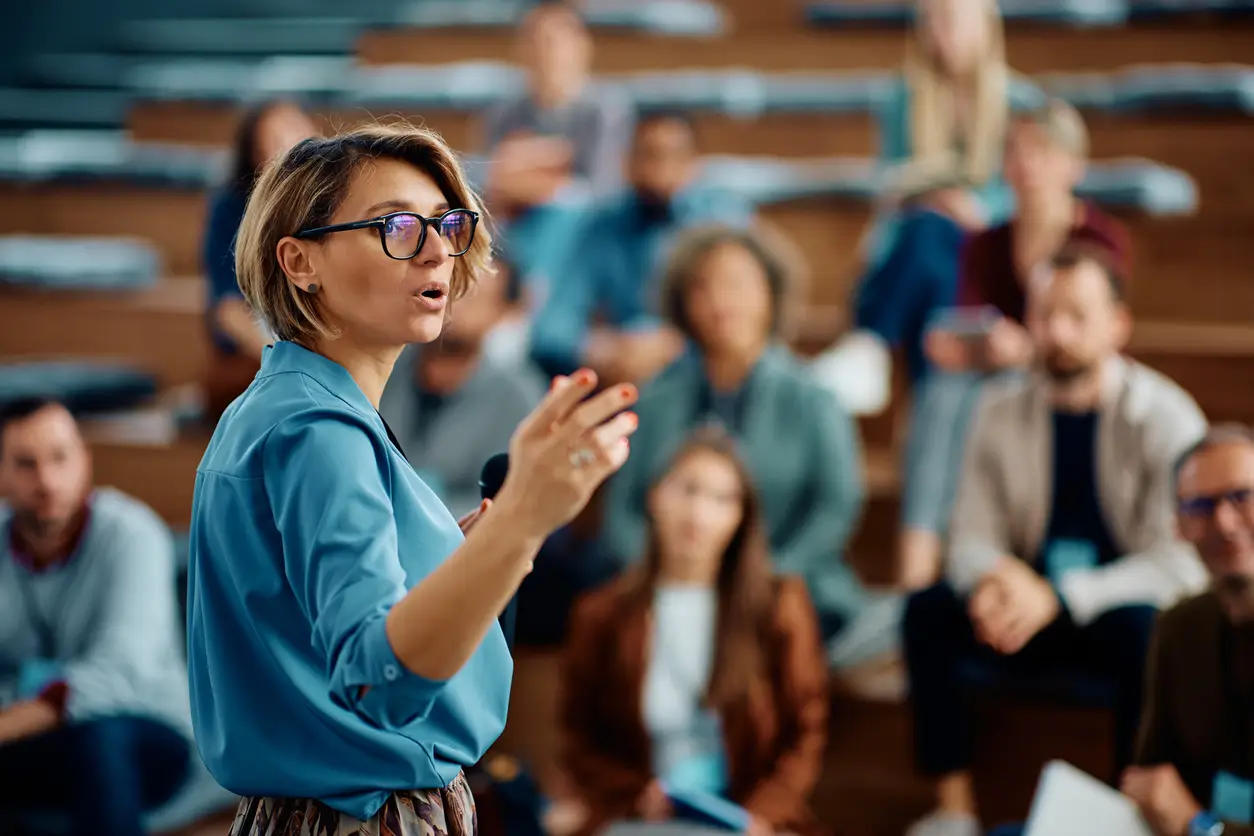 Woman speaking to audience