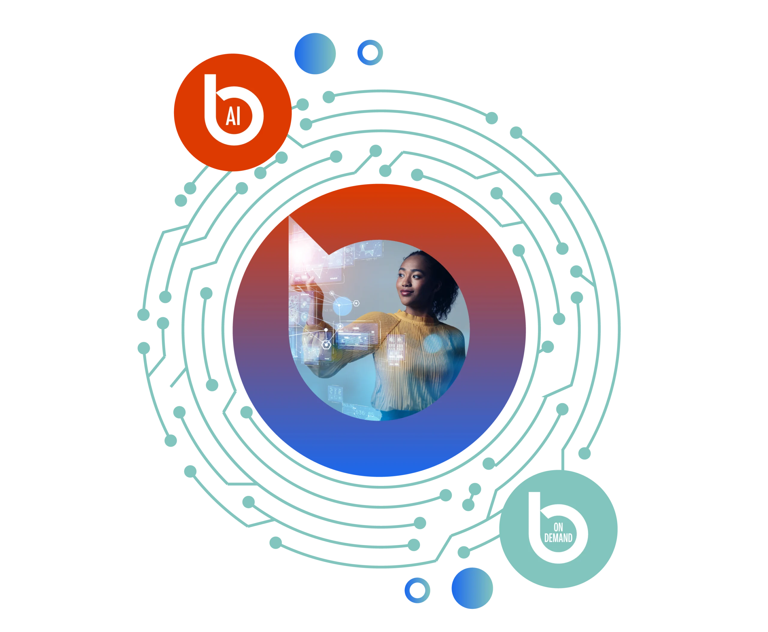 Illustration showing AI integrated into Boostlingo On-Demand as a single, unified interpreting system.