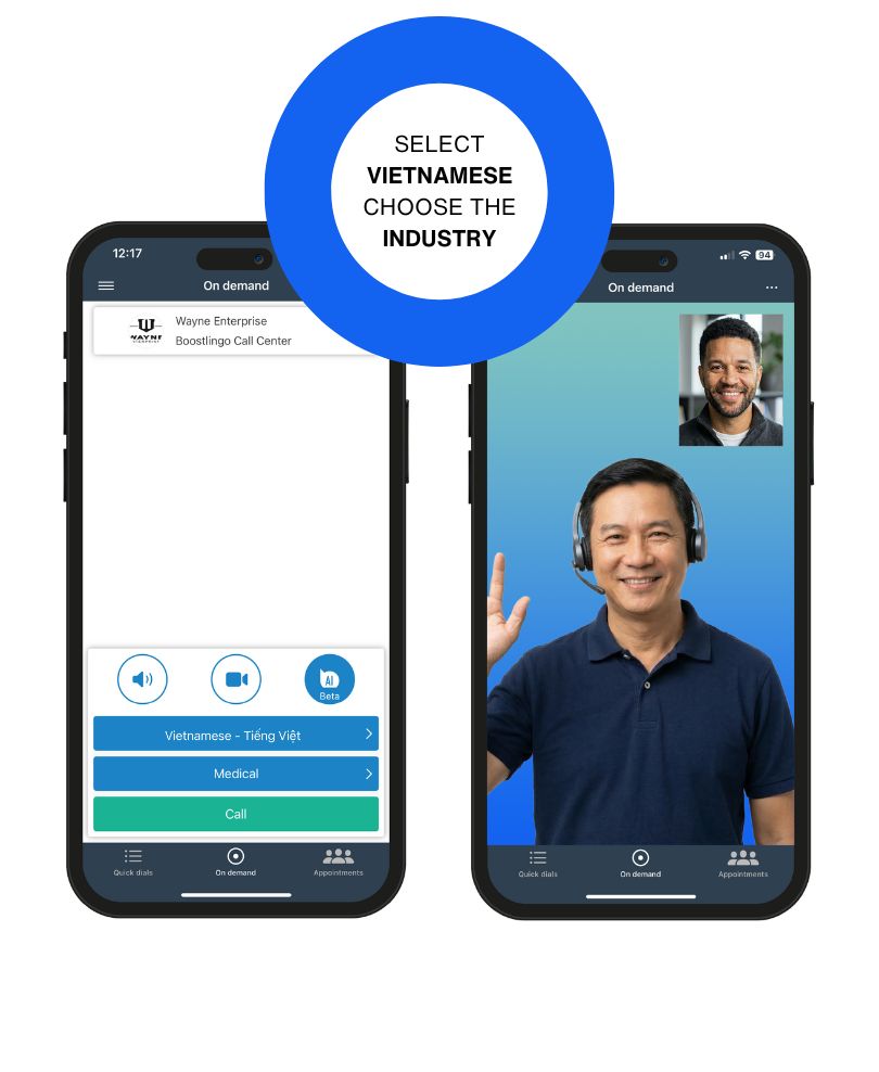Boostlingo's Vietnamese interpreter app