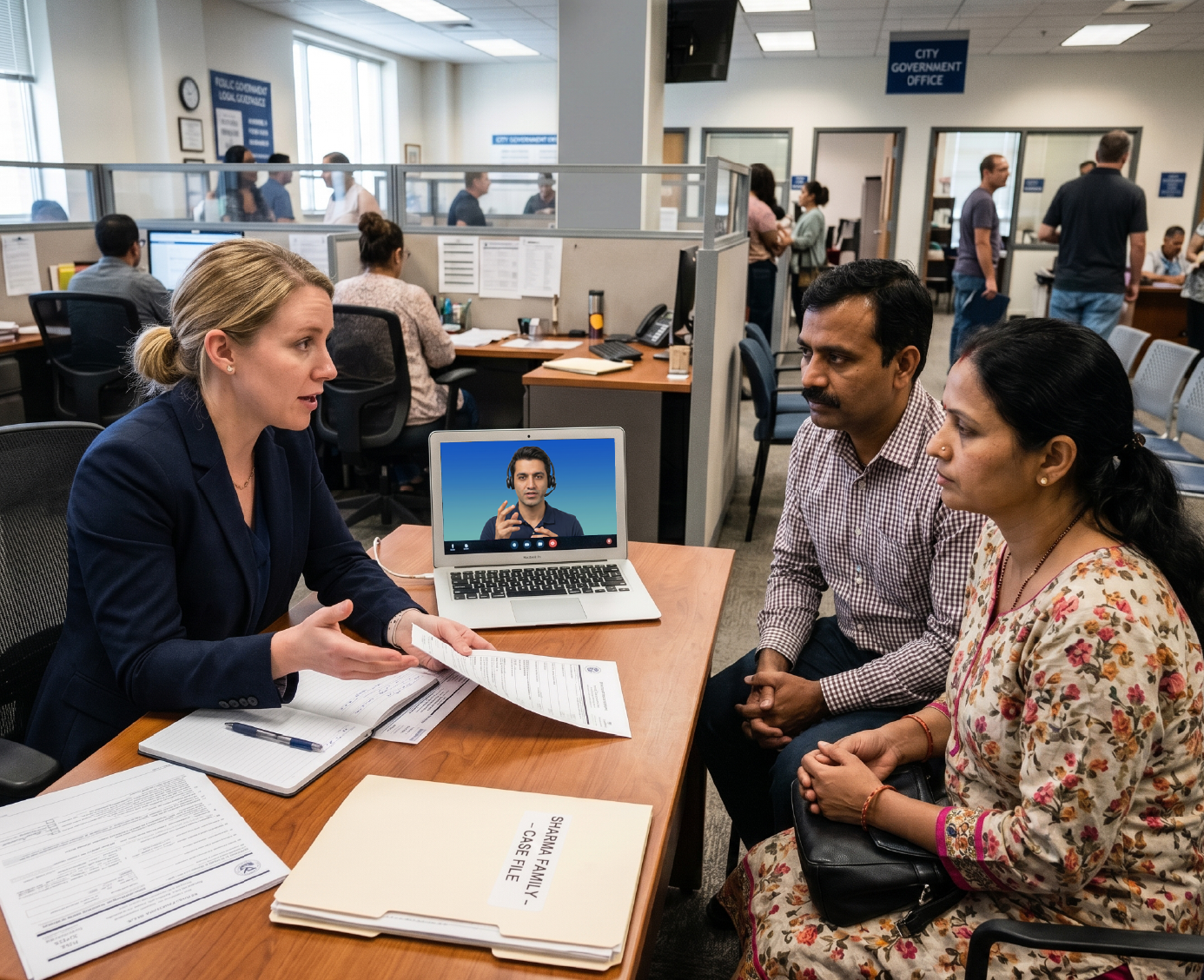 Government agency staff use video remote interpreting to support multilingual public service communication