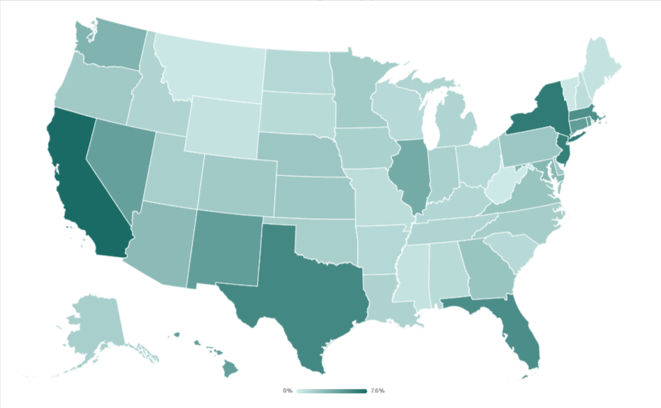 Map of LEP households by state