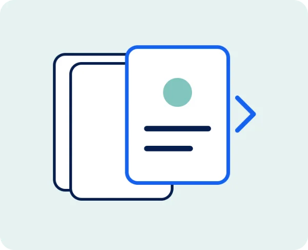 Stacked cards icon representing the seller's toolkit of on-demand interpreting sales resources.