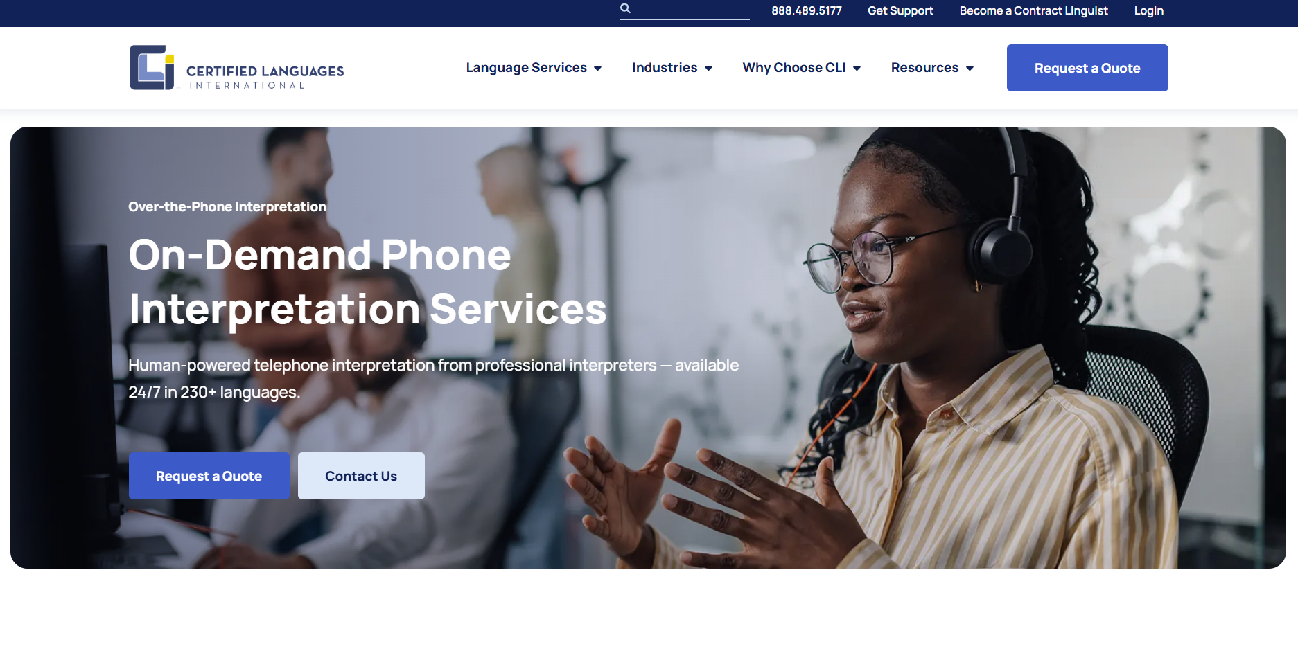 Phone interpreting CLI landing page