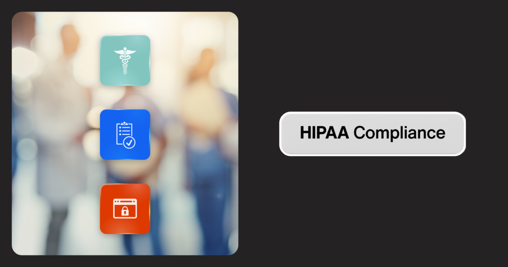 HIPAA-compliant medical translation and interpreting icons — caduceus, compliance checklist, and secure data lock, representing PHI protection in healthcare interpreting services